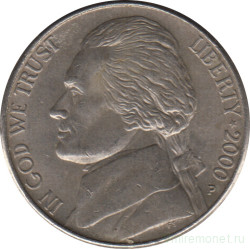 Монета. США. 5 центов 2000 год. Монетный двор P.