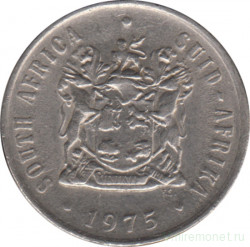 Монета. Южно-Африканская республика (ЮАР). 10 центов 1975 год.