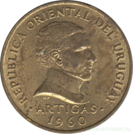 Монета. Уругвай. 5 сентесимо 1960 год.