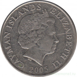Монета. Каймановы острова. 25 центов 2005 год.