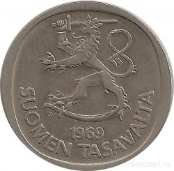 Монета. Финляндия. 1 марка 1969 год.