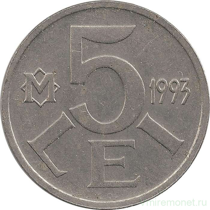 Монета. Молдова. 5 леев 1993 год.