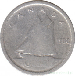 Монета. Канада. 10 центов 1938 год.