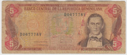 Банкнота. Доминиканская республика. 5 песо 1990 год. Тип 131.