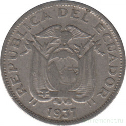 Монета. Эквадор. 10 сентаво 1937 год.