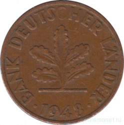 Монета. ФРГ. 1 пфенниг 1948 год. Монетный двор - Мюнхен (D).