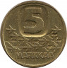 Монета. Финляндия. 5 марок 1991 год. Ледокол Урхо. рев.