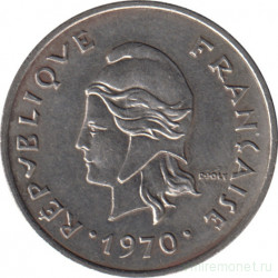 Монета. Новая Каледония. 10 франков 1970 год.