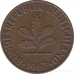 Монета. ФРГ. 2 пфеннига 1967 год. Монетный двор - Карлсруэ (G).