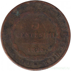 Монета. Сардиния. 5 чентезимо 1826 год.
