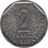  Монета. Франция. 2 франка 1998 год. ав.
