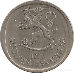Монета. Финляндия. 1 марка 1971 год.