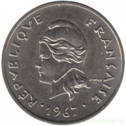 Монета. Новая Каледония. 10 франков 1967 год.