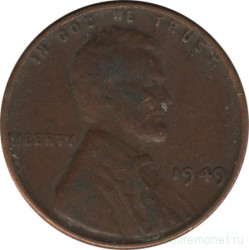 Монета. США. 1 цент 1949 год.