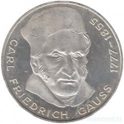 Монета. ФРГ. 5 марок 1977 год. 200 лет со дня рождения Карла Фридриха Гаусса.