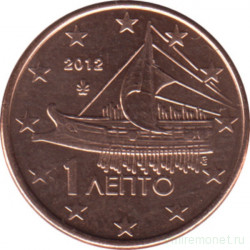 Монета. Греция. 1 цент 2012 год.