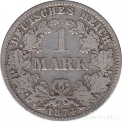Монета. Германия. Германская империя. 1 марка 1874 год. Монетный двор - Дрезден (E).