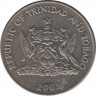 Монета. Тринидад и Тобаго. 25 центов 2003 год. ав.