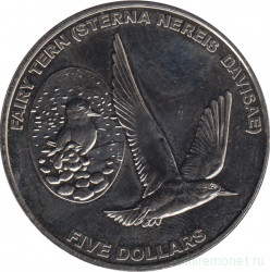 Монета. Новая Зеландия. 5 долларов 2012 год. Прекрасная крачка.