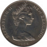 Монета. Новая Зеландия. 1 доллар 1984 год. Чёрная зарянка. рев.