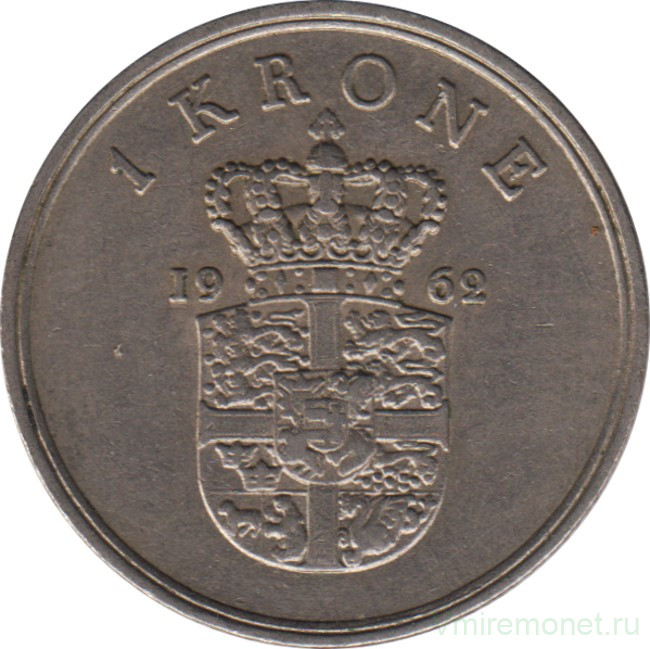 Монета. Дания. 1 крона 1962 год.