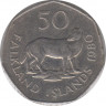 Монета. Фолклендские острова. 50 пенсов 1980 год. ав.