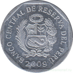 Монета. Перу. 5 сентимо 2009 год.