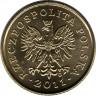 Монета. Польша. 1 грош 2011 год. реверс