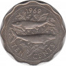 Монета. Багамские острова. 10 центов 1969 год. ав.
