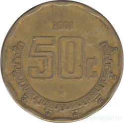 Монета. Мексика. 50 сентаво 2001 год.