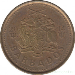 Монета. Барбадос. 5 центов 2014 год.