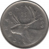 Монета. Канада. 25 центов 1969 год. ав.