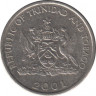 Монета. Тринидад и Тобаго. 25 центов 2001 год. ав.