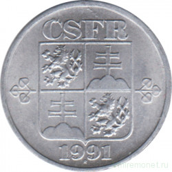 Монета. Чехословакия. 5 геллеров 1991 год.