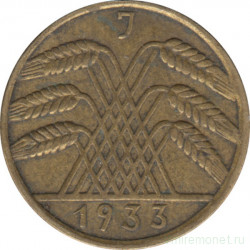 Монета. Германия. Веймарская республика. 10 рейхспфеннигов 1933 год. Монетный двор - Гамбург (J).