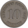 Монета. Германия (Германская империя 1871-1922). 10 пфеннигов 1899 год. (J). ав.