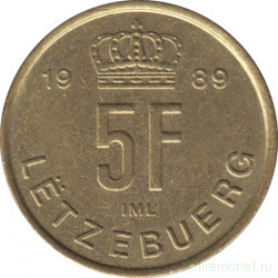 Монета. Люксембург. 5 франков 1989 год.