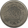 Монета. Колумбия. 200 песо 2017 год. ав.