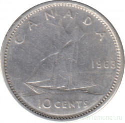 Монета. Канада. 10 центов 1963 год.