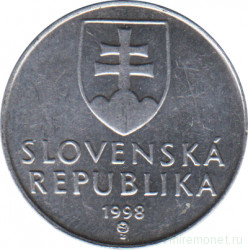 Монета. Словакия. 10 геллеров 1998 год.