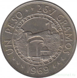 Монета. Доминиканская республика. 1 песо 1969 год. 125 лет Республике.