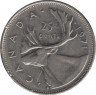 Монета. Канада. 25 центов 1971 год. ав.