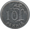 Реверс. Монета. Финляндия. 10 пенни 1983 К год.
