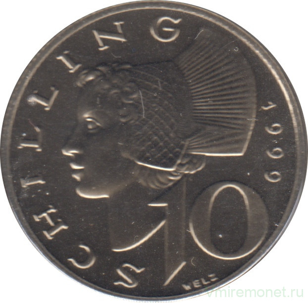 Монета. Австрия. 10 шиллингов 1999 год.