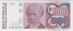 Банкнота. Аргентина. 1000 аустралей 1988 - 1990 год. Тип 329 (4 - 1).