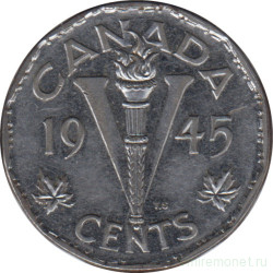 Монета. Канада. 5 центов 1945 год.