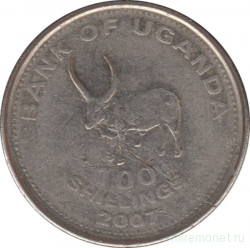 Монета. Уганда. 100 шиллингов 2007 год. Медно-никелевый сплав.