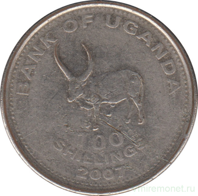 Монета. Уганда. 100 шиллингов 2007 год. Медно-никелевый сплав.