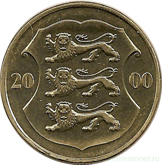 Монета. Эстония. 1 крона 2000 год.