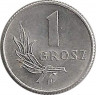 Аверс.Монета. Польша. 1 грош 1949 год.